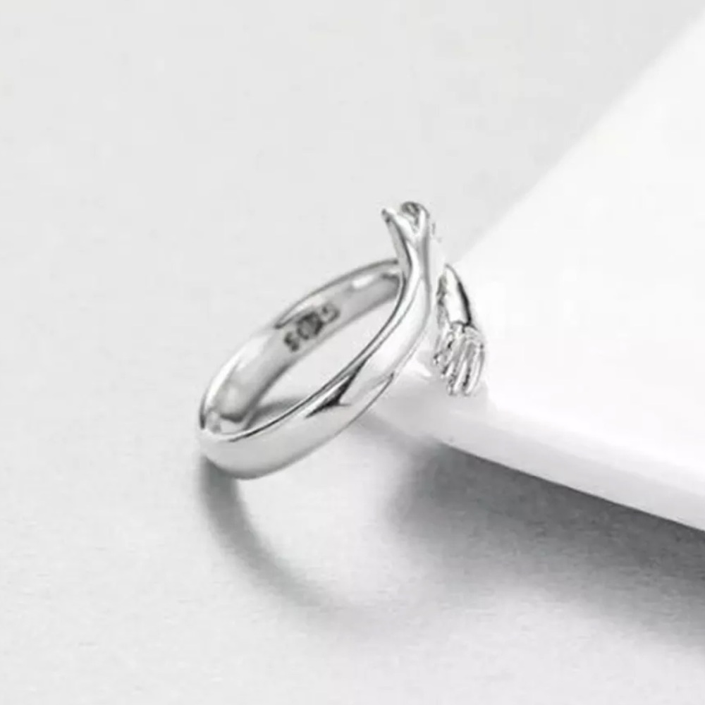 NEW 925 STERLING SILVER LOVE HUG ADJUSTABLE RING, CUTE RING, SHINY RING. - Picture 5 of 6